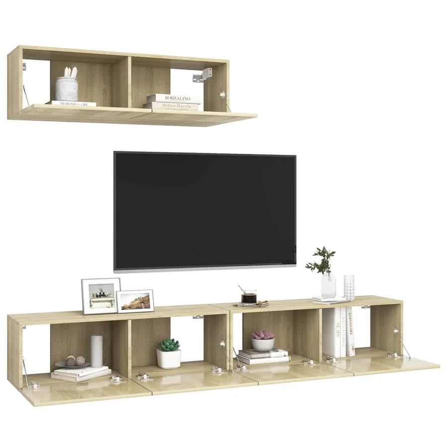 Meubles TV 3 pcs Chêne sonoma Bois d'ingénierie - 4