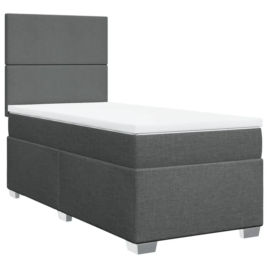 Sommier à lattes de lit avec matelas Gris foncé 90x200 cm Tissu - 2