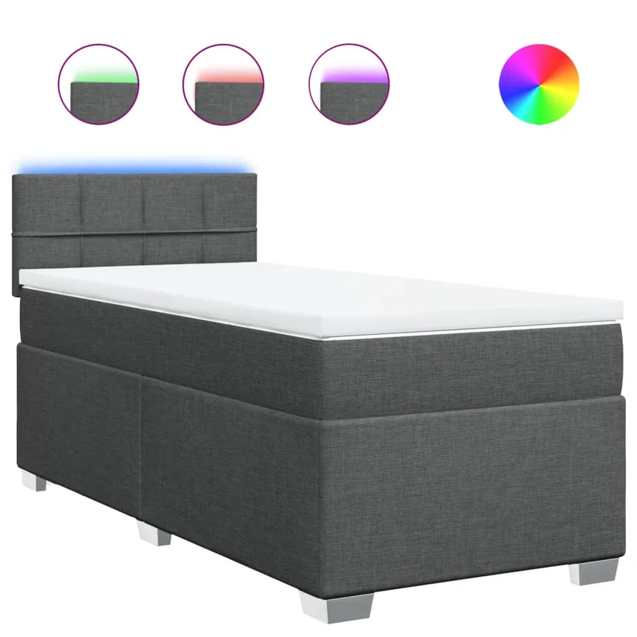 Sommier à lattes de lit avec matelas Gris foncé 90x200 cm Tissu - 2
