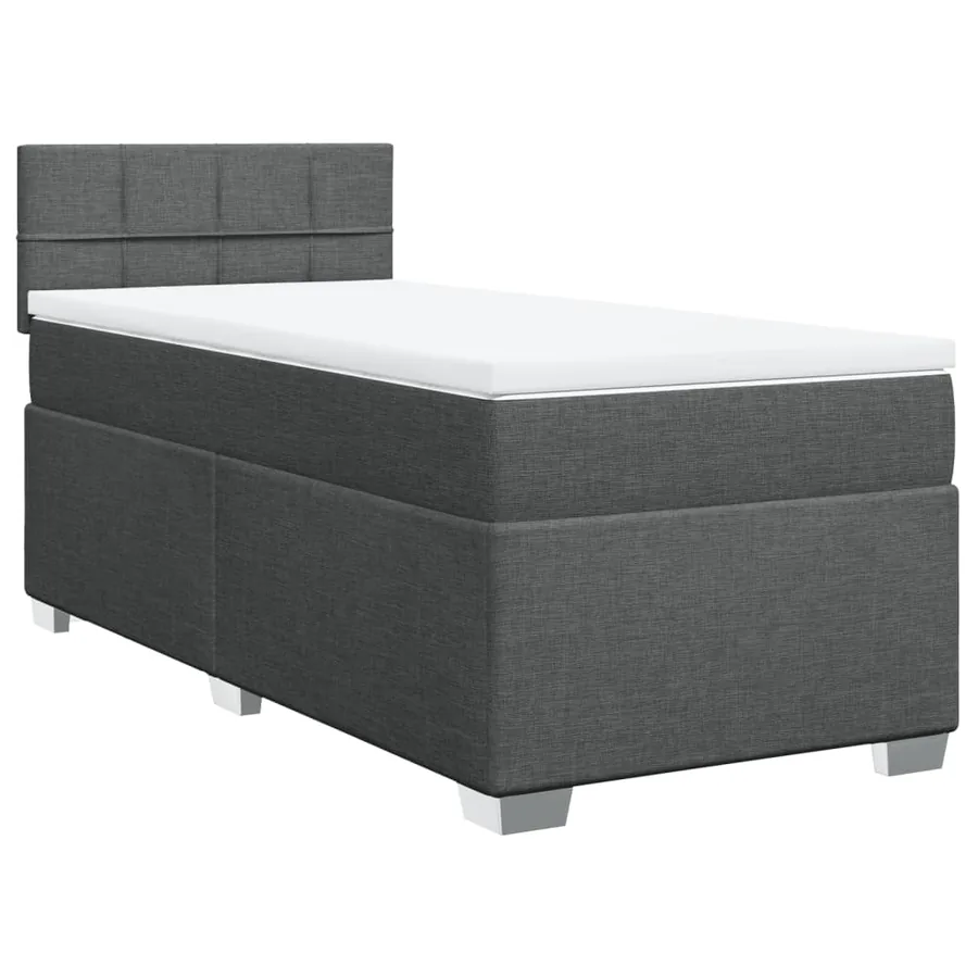 Sommier à lattes de lit avec matelas Gris foncé 90x200 cm Tissu - 3
