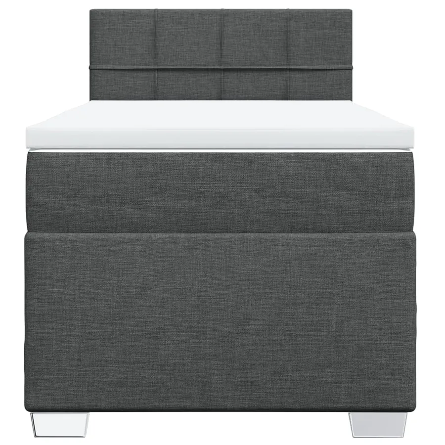 Sommier à lattes de lit avec matelas Gris foncé 90x200 cm Tissu - 6