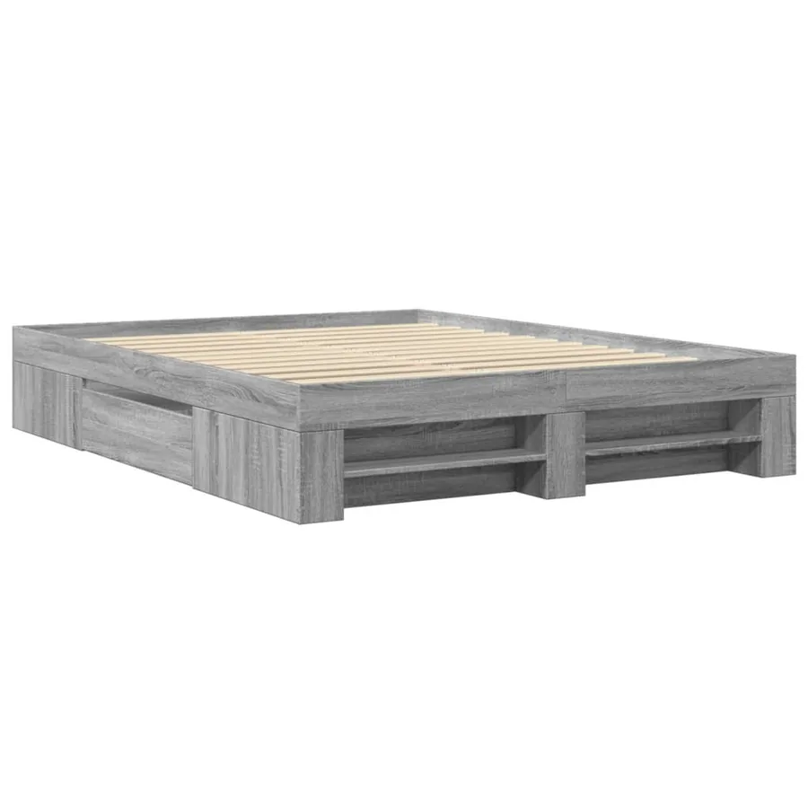 Cadre de lit sans matelas sonoma gris 160x200cm bois ingénierie - 3