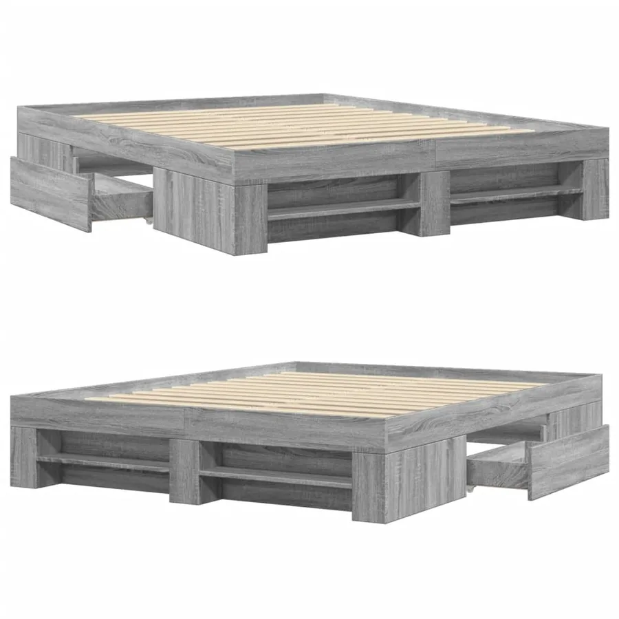 Cadre de lit sans matelas sonoma gris 160x200cm bois ingénierie - 8