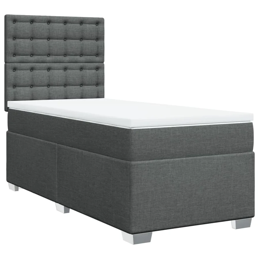 Sommier à lattes de lit avec matelas Gris foncé 90x200 cm Tissu - 3
