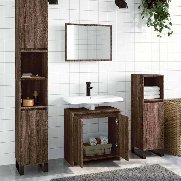 Ensemble de meubles de salle de bain 2 pcs Chêne marron