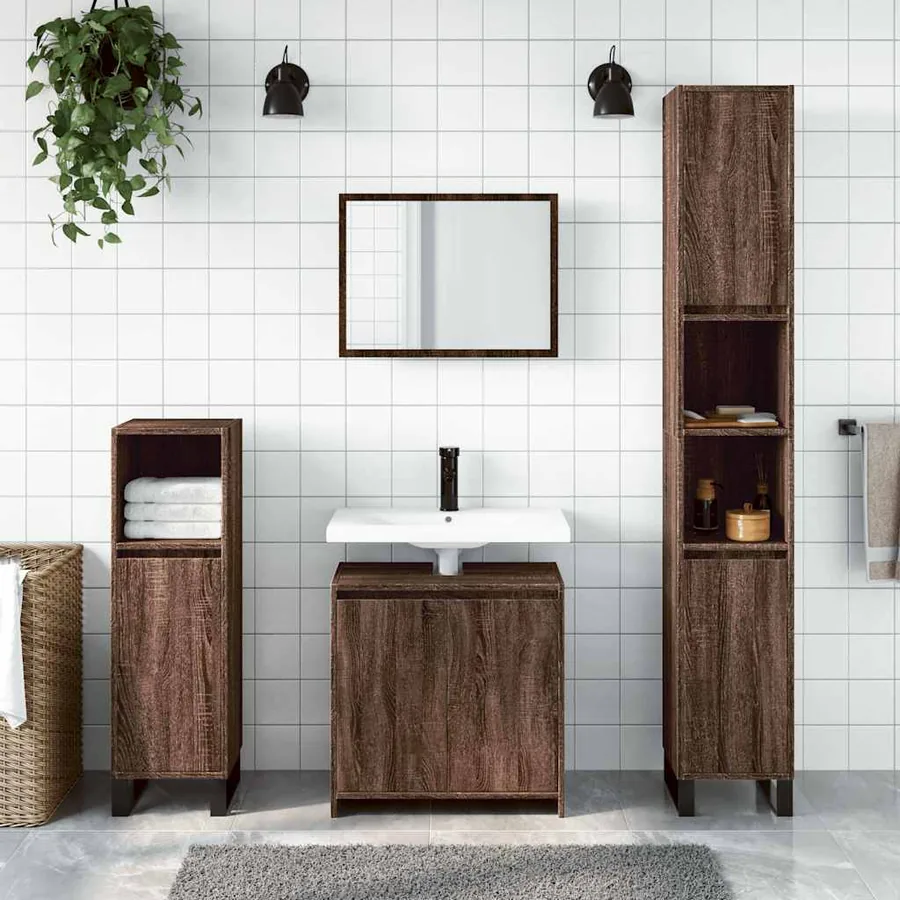 Ensemble de meubles de salle de bain 2 pcs Chêne marron - 3