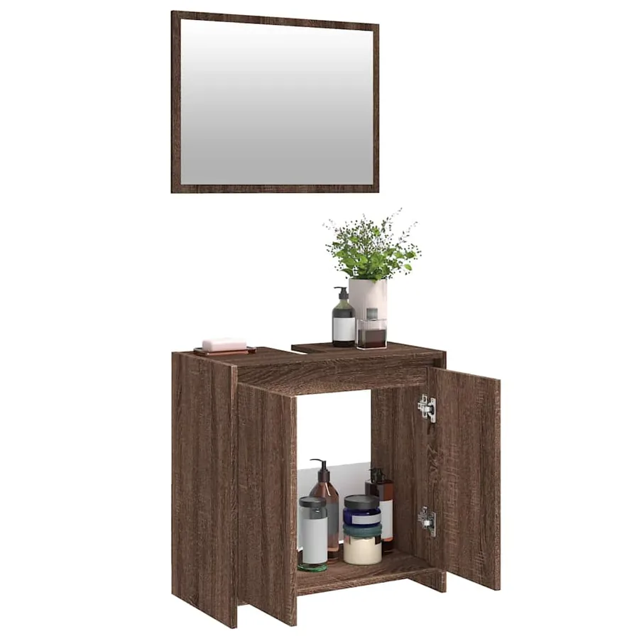 Ensemble de meubles de salle de bain 2 pcs Chêne marron - 4