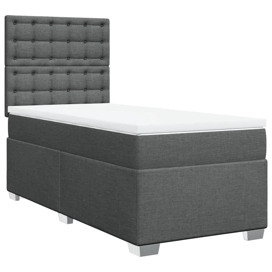 Sommier à lattes de lit avec matelas Gris foncé 90x200 cm Tissu - 2