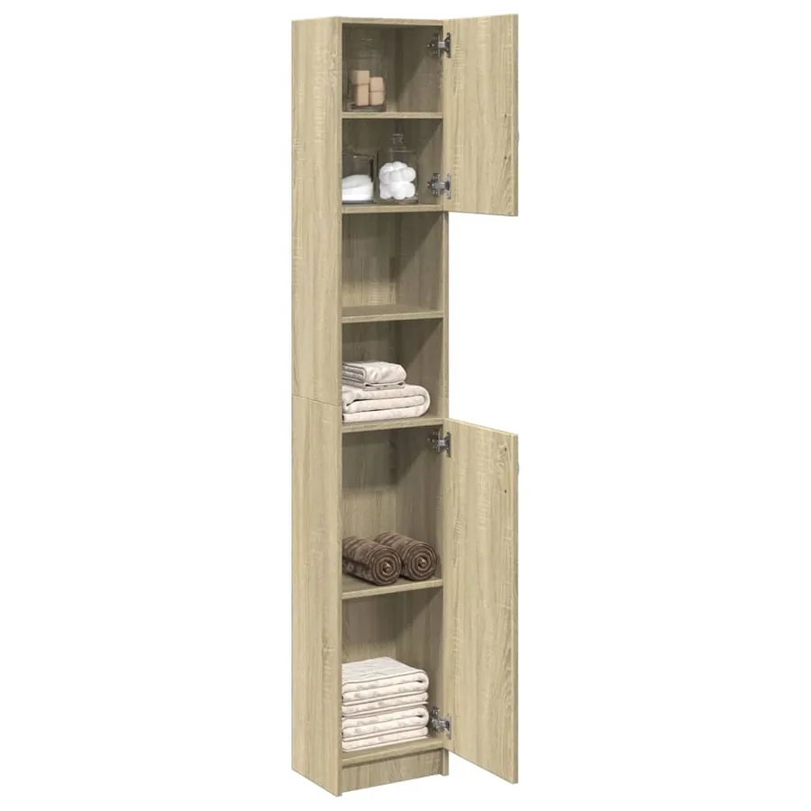 Armoire de salle de bain Chêne sonoma 32x25,5x190 cm Aggloméré - 3