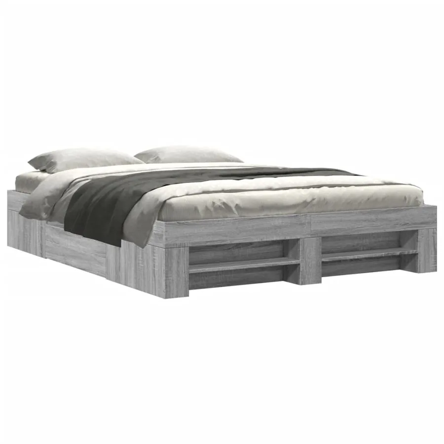 Cadre de lit sans matelas sonoma gris 150x200 cm - 2