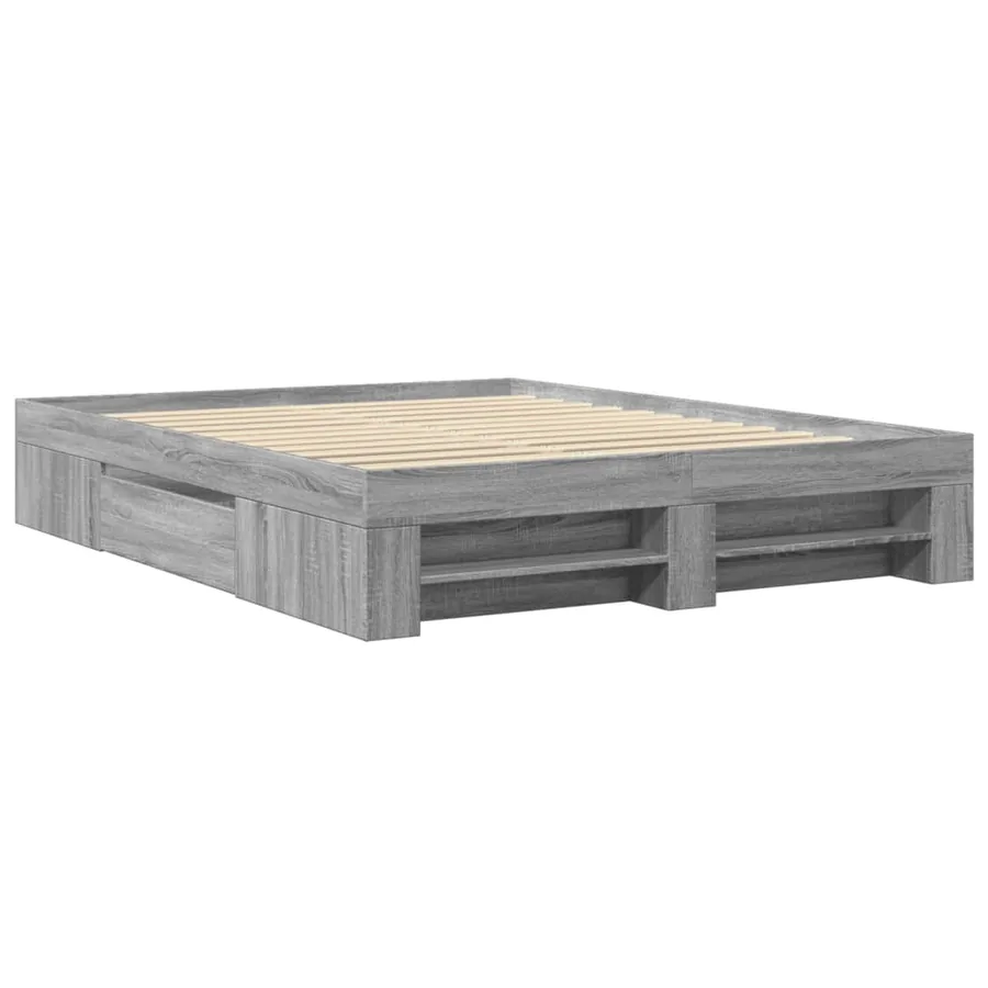 Cadre de lit sans matelas sonoma gris 150x200 cm - 3