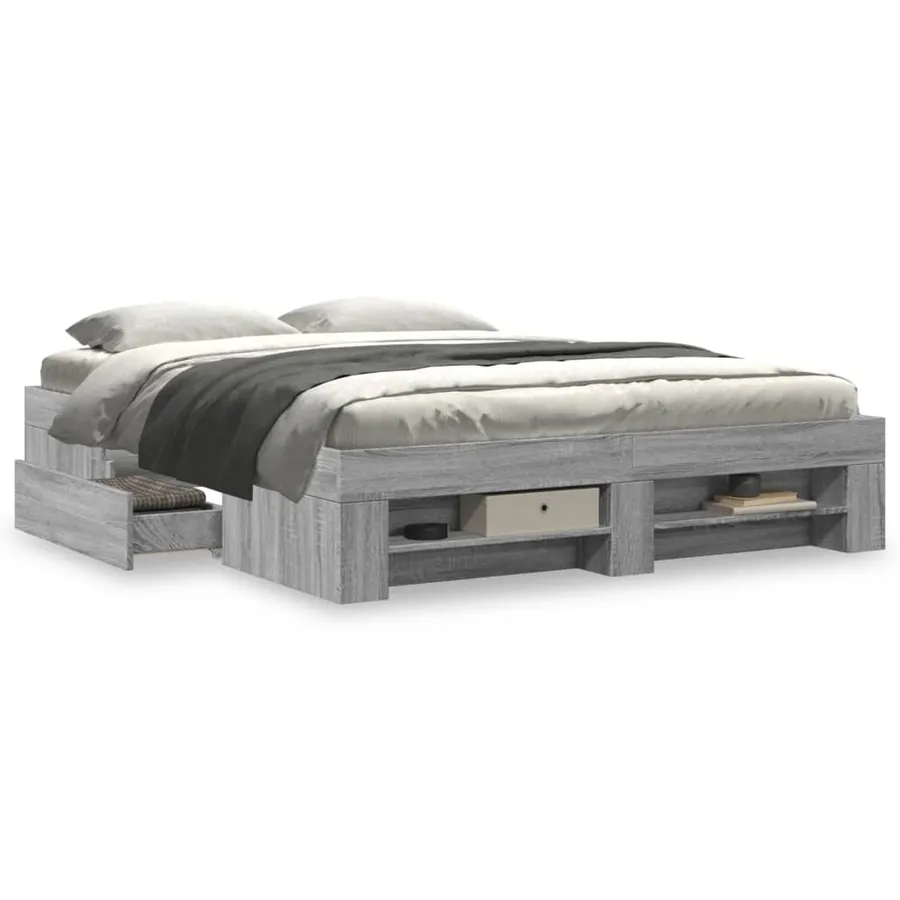 Cadre de lit sans matelas sonoma gris 150x200 cm - 4