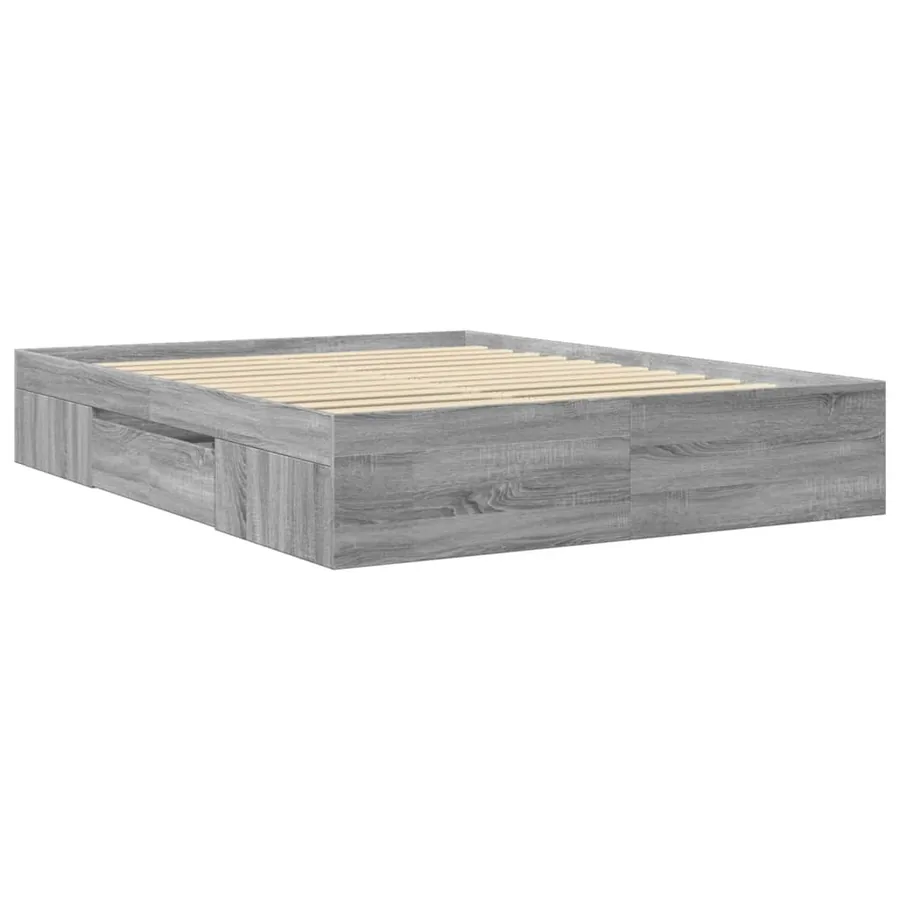 Cadre de lit sans matelas sonoma gris 150x200 cm - 7