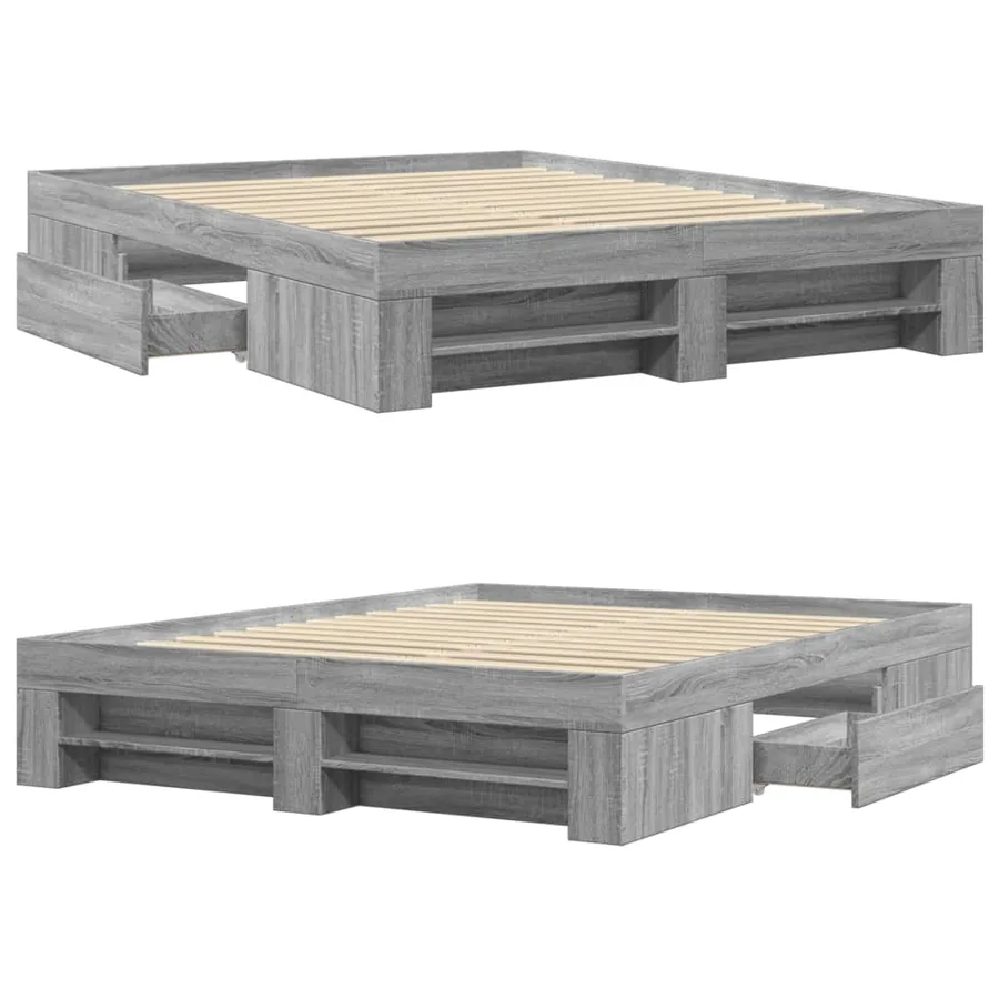 Cadre de lit sans matelas sonoma gris 150x200 cm - 8