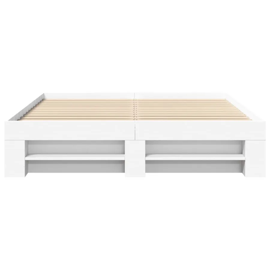 Cadre de lit sans matelas blanc 160x200 cm bois d'ingénierie - 5