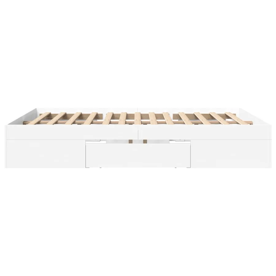 Cadre de lit sans matelas blanc 160x200 cm bois d'ingénierie - 6