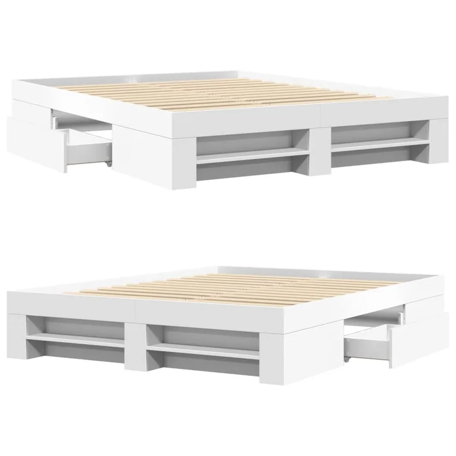Cadre de lit sans matelas blanc 160x200 cm bois d'ingénierie - 8