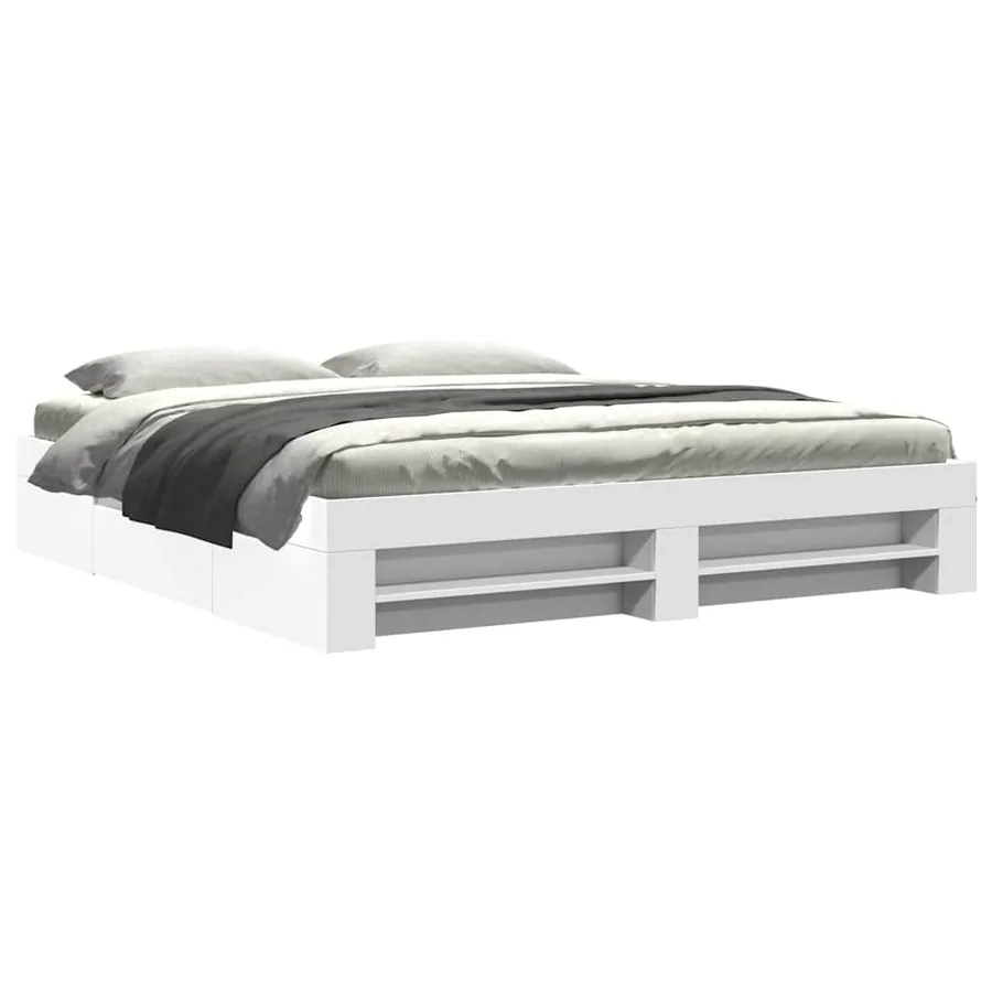 Cadre de lit sans matelas blanc 200x200 cm bois d'ingénierie - 2