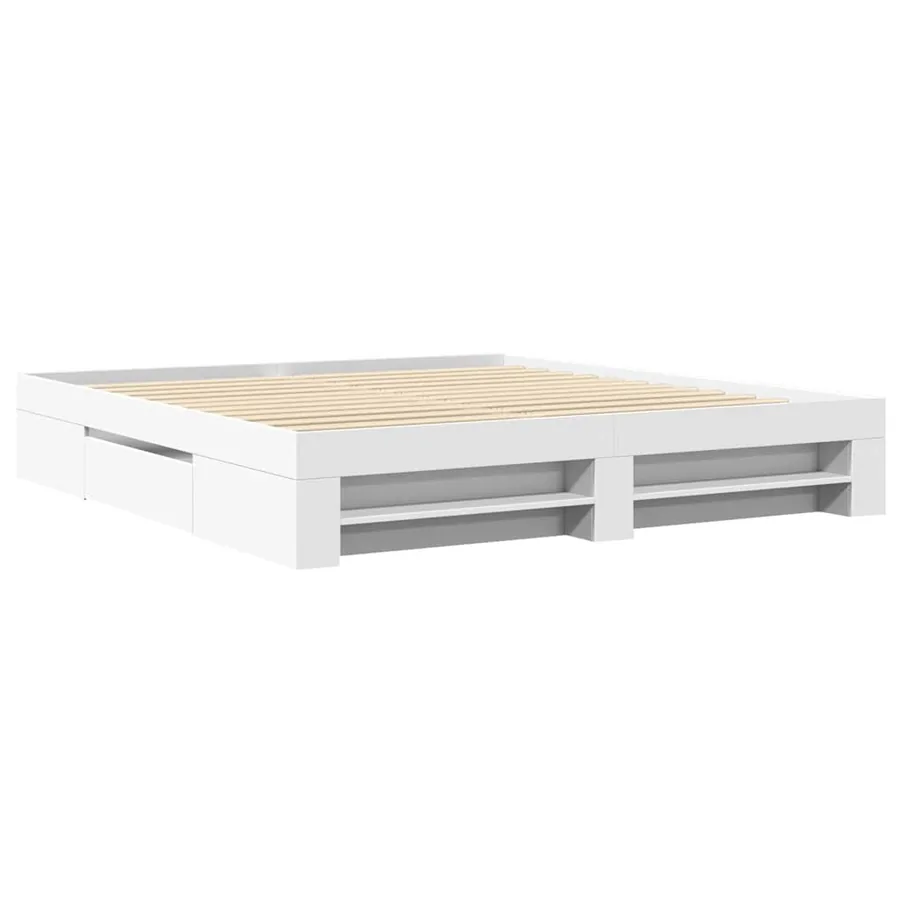 Cadre de lit sans matelas blanc 200x200 cm bois d'ingénierie - 3