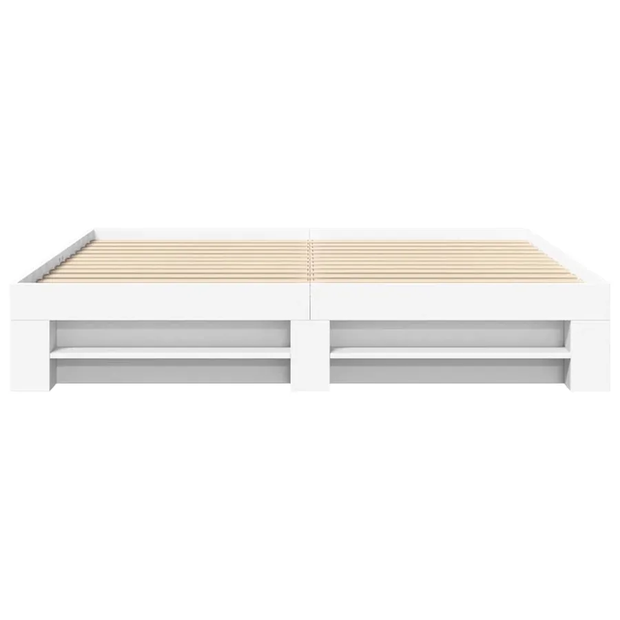 Cadre de lit sans matelas blanc 200x200 cm bois d'ingénierie - 5