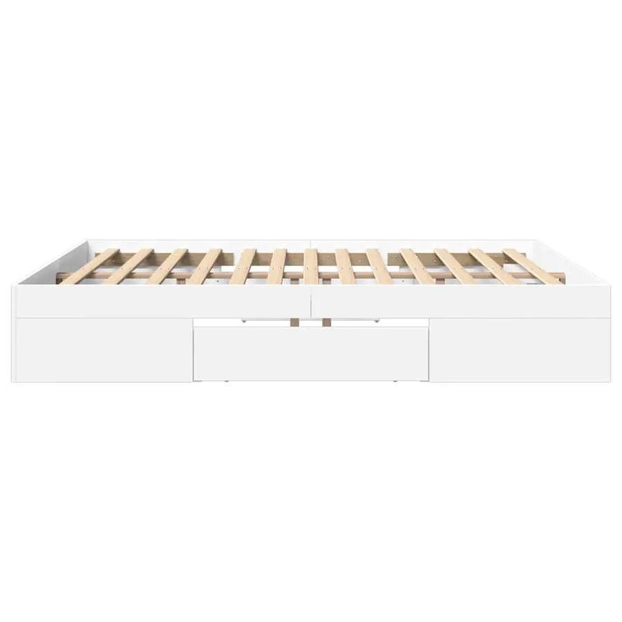 Cadre de lit sans matelas blanc 200x200 cm bois d'ingénierie - 6