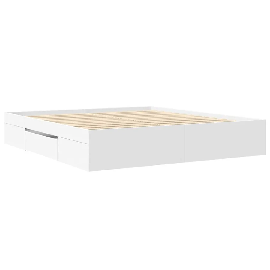 Cadre de lit sans matelas blanc 200x200 cm bois d'ingénierie - 7