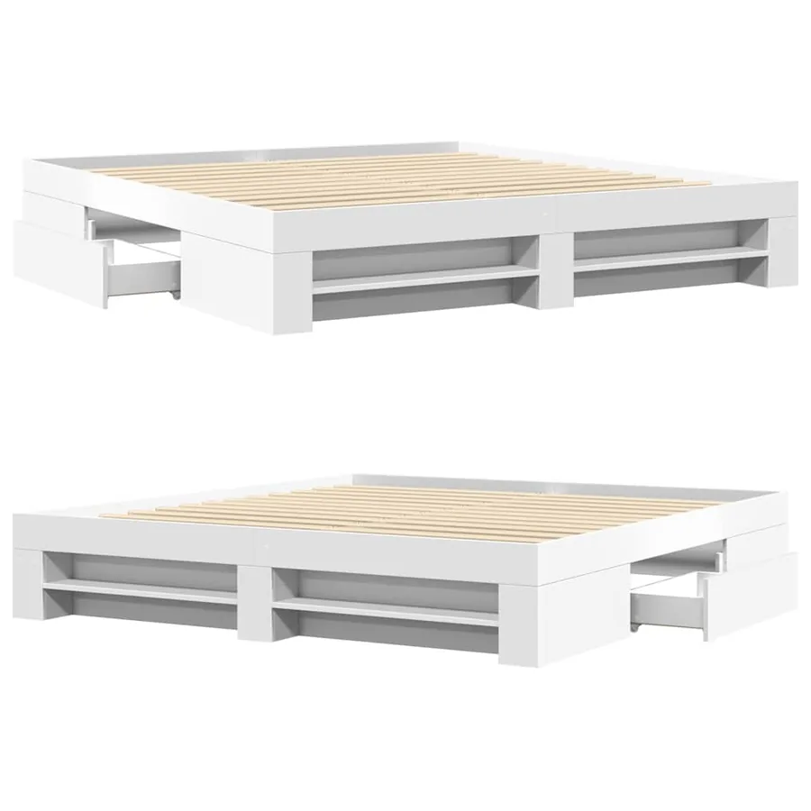 Cadre de lit sans matelas blanc 200x200 cm bois d'ingénierie - 8