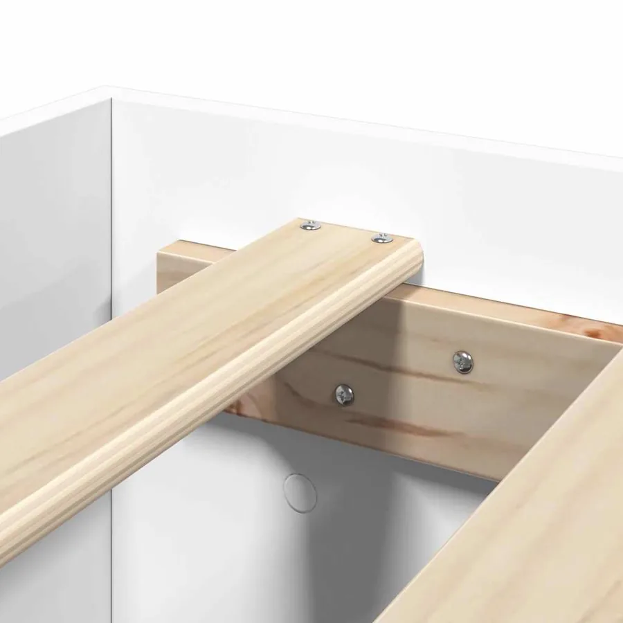 Cadre de lit sans matelas blanc 200x200 cm bois d'ingénierie - 9