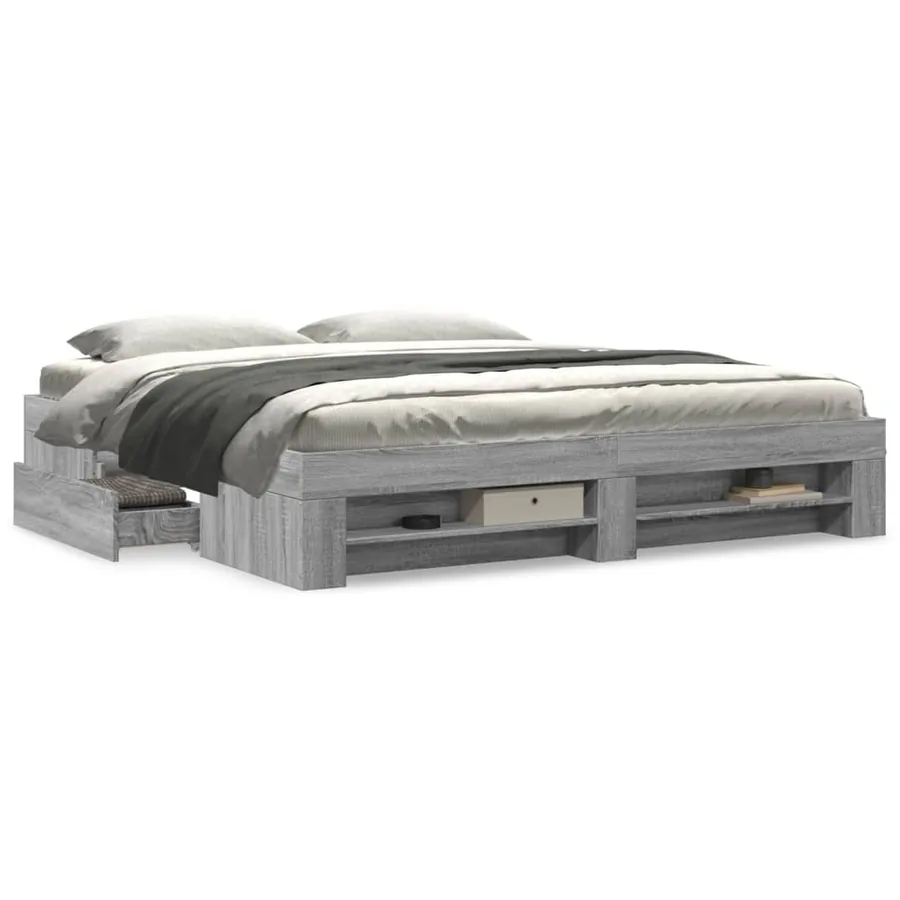 Cadre de lit sans matelas sonoma gris 180x200 cm - 4
