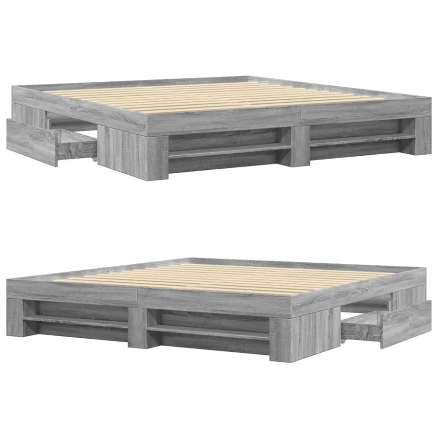 Cadre de lit sans matelas sonoma gris 180x200 cm - 8