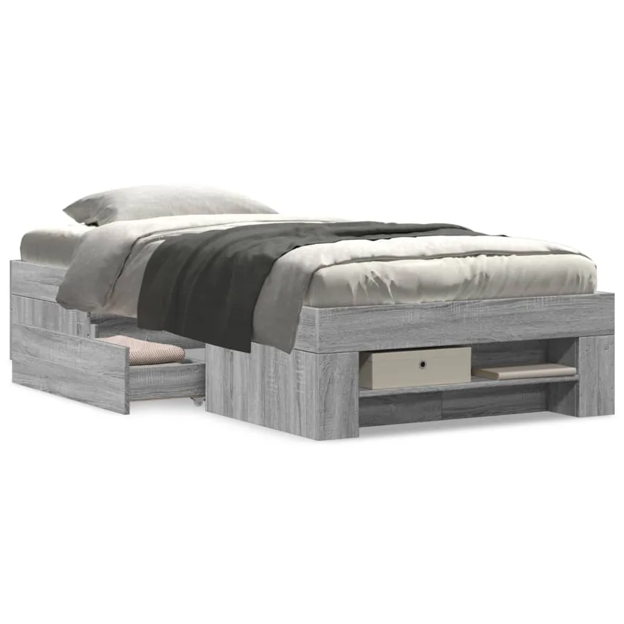 Cadre de lit sans matelas sonoma gris 90x200 cm - 4