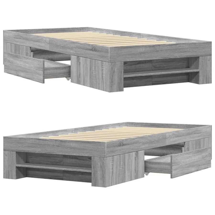 Cadre de lit sans matelas sonoma gris 90x200 cm - 8