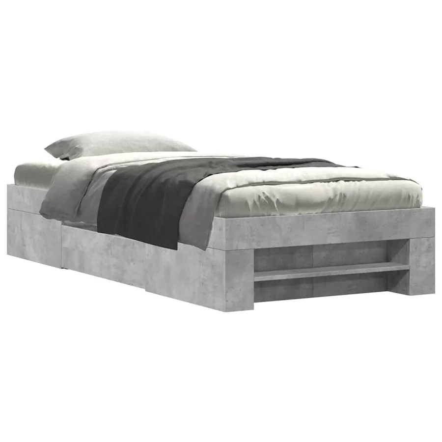 Cadre de lit sans matelas gris béton 100x200 cm bois ingénierie - 2