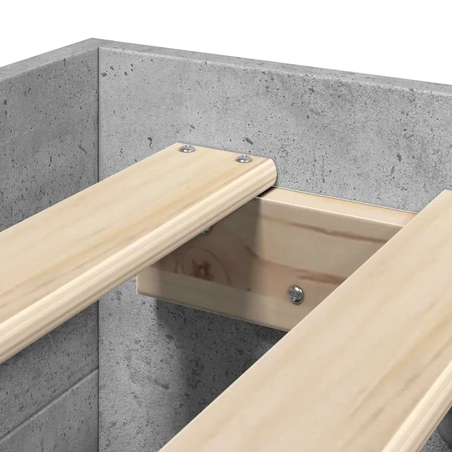 Cadre de lit sans matelas gris béton 100x200 cm bois ingénierie - 9