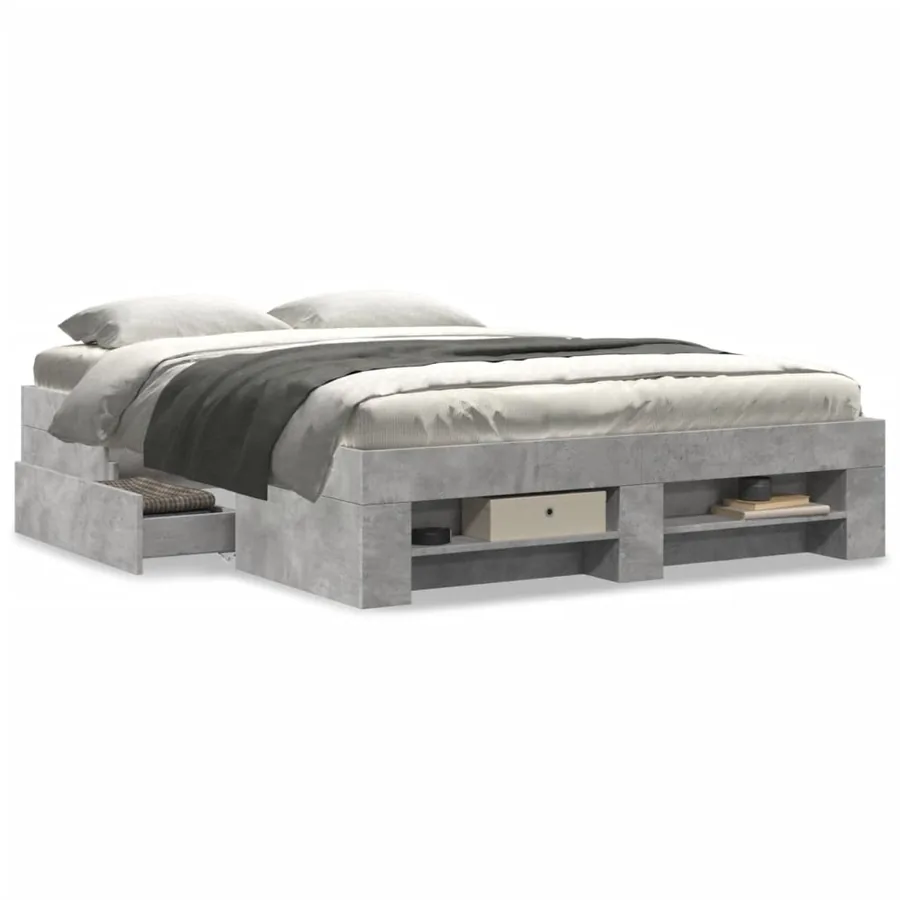 Cadre de lit sans matelas gris béton 120x200 cm bois ingénierie - 4