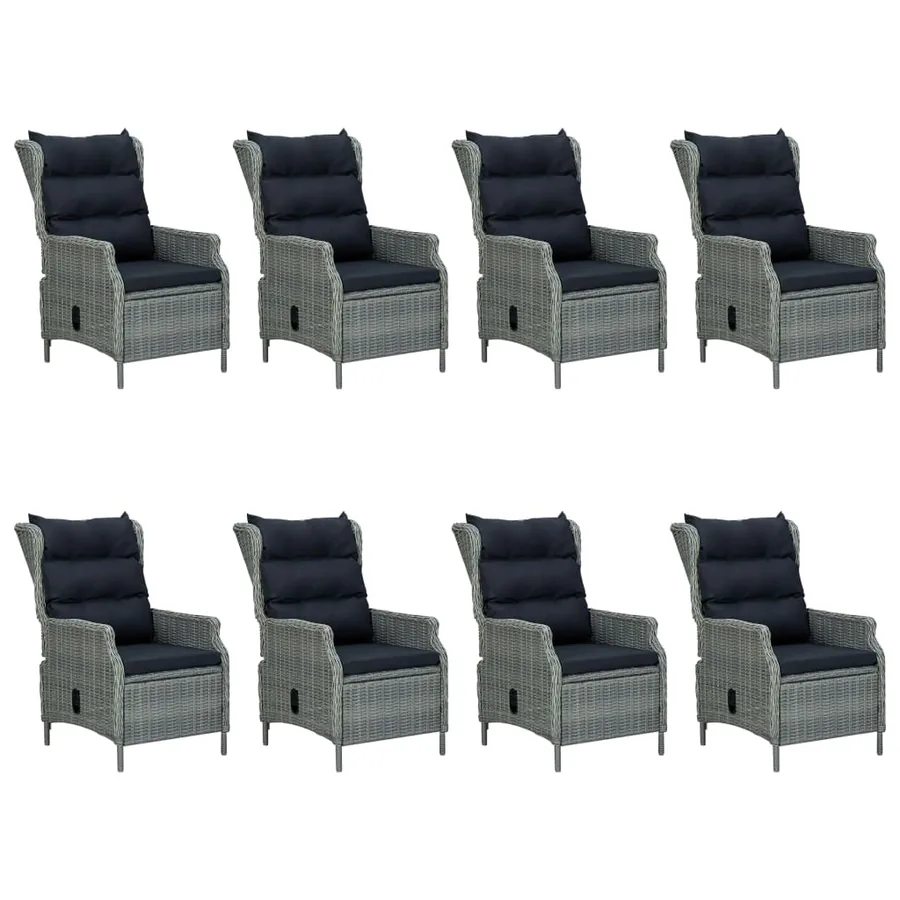 Ensemble à manger d'extérieur et coussins 9 pcs résine tressée - 3