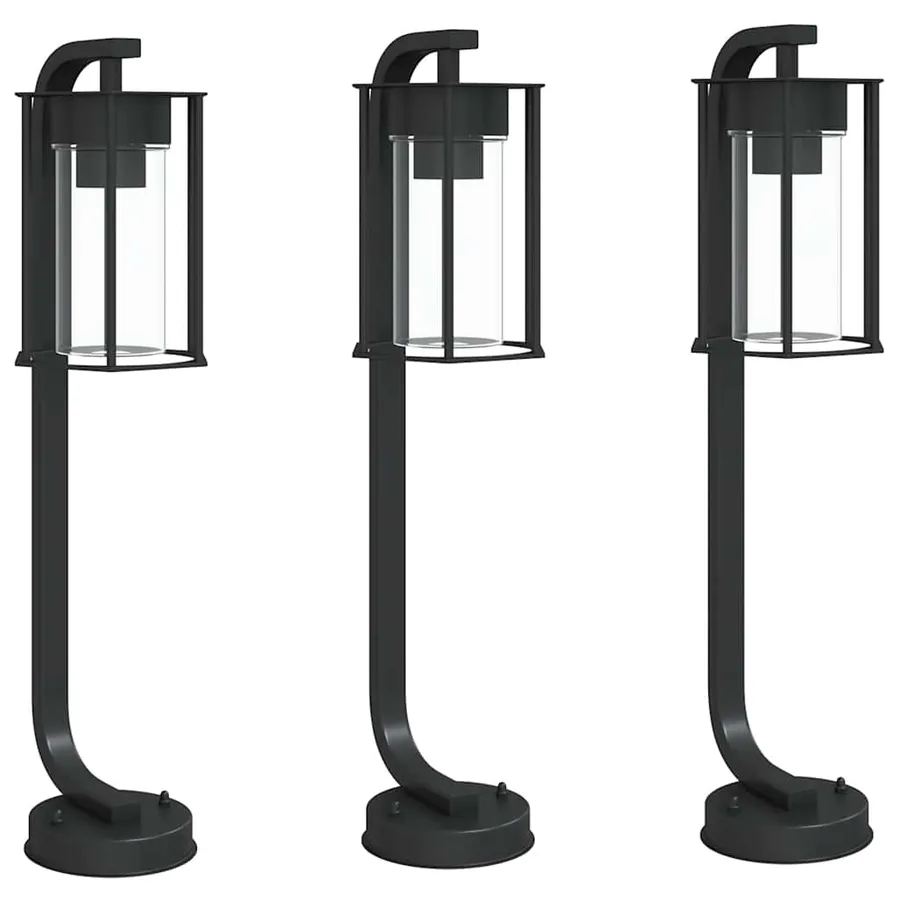 Lampadaires d'extérieur 3 pcs noir 60 cm acier inoxydable - 2