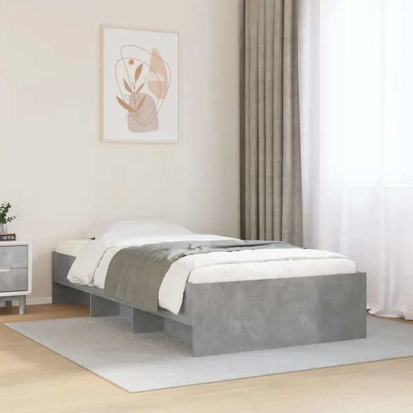 Cadre de lit sans matelas gris béton 90x190cm bois d'ingénierie