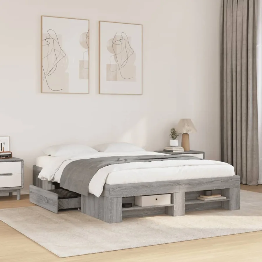 Cadre de lit sans matelas sonoma gris 140x190 cm