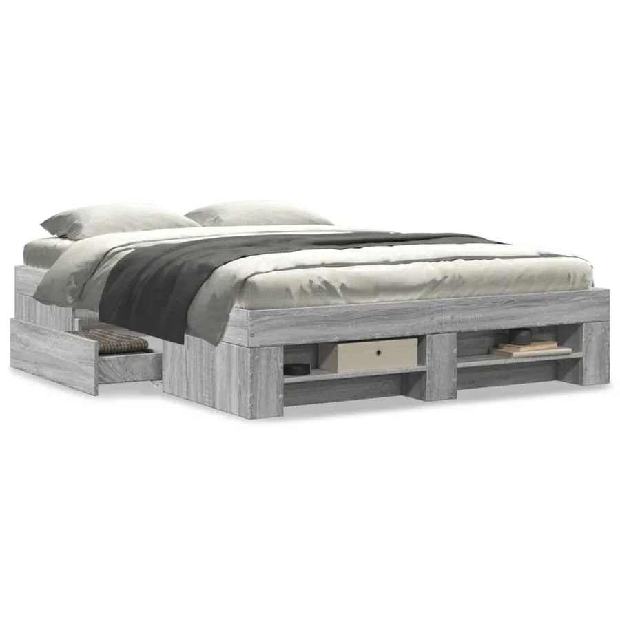 Cadre de lit sans matelas sonoma gris 140x190 cm - 4