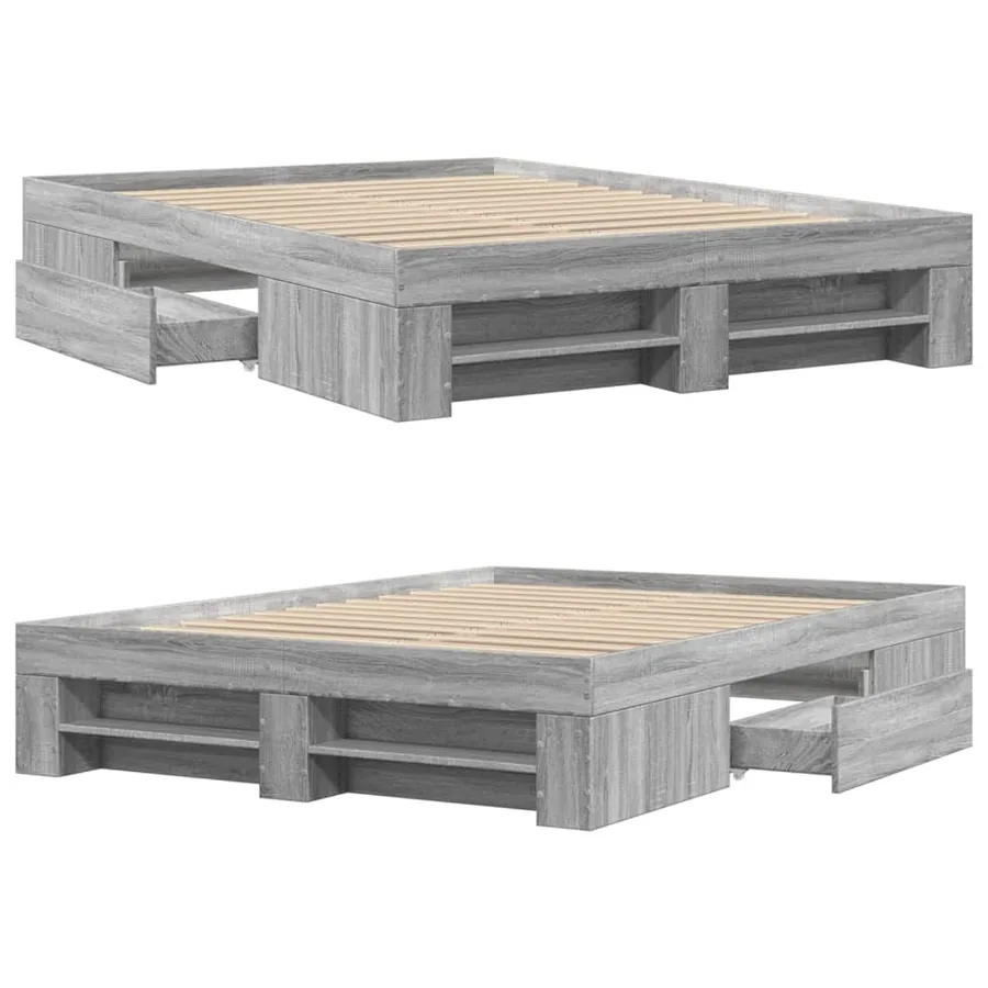 Cadre de lit sans matelas sonoma gris 140x190 cm - 8