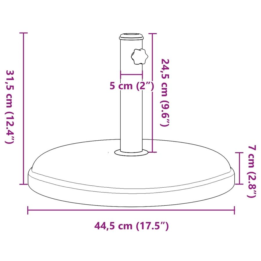 Base de parasol pour mâts Ø32/35/38 mm 15 kg rond - 9