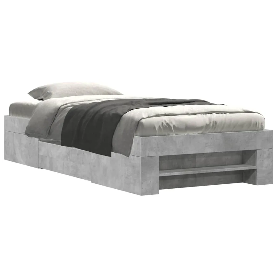Cadre de lit sans matelas gris béton 90x200cm bois d'ingénierie - 2