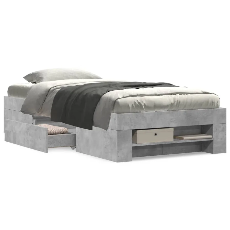 Cadre de lit sans matelas gris béton 90x200cm bois d'ingénierie - 4