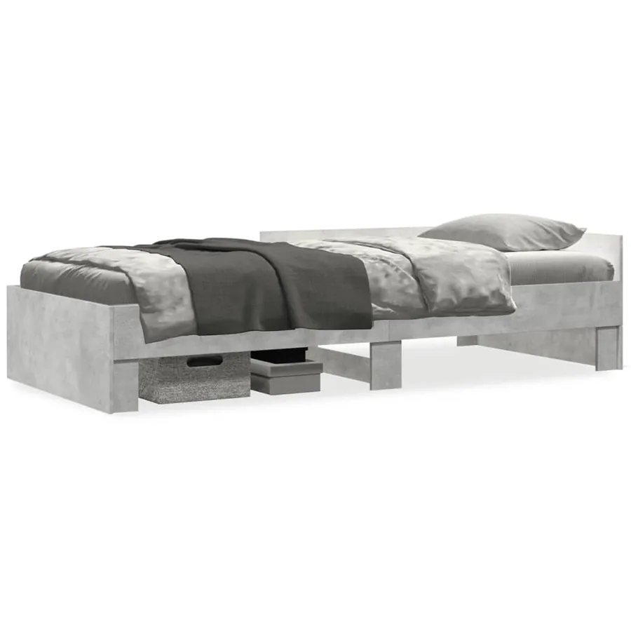 Cadre de lit sans matelas gris béton 90x190cm bois d'ingénierie - 2