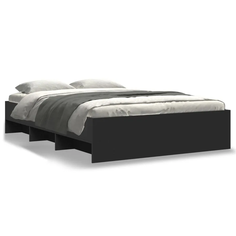 Cadre de lit sans matelas noir 140x190 cm bois d'ingénierie - 2