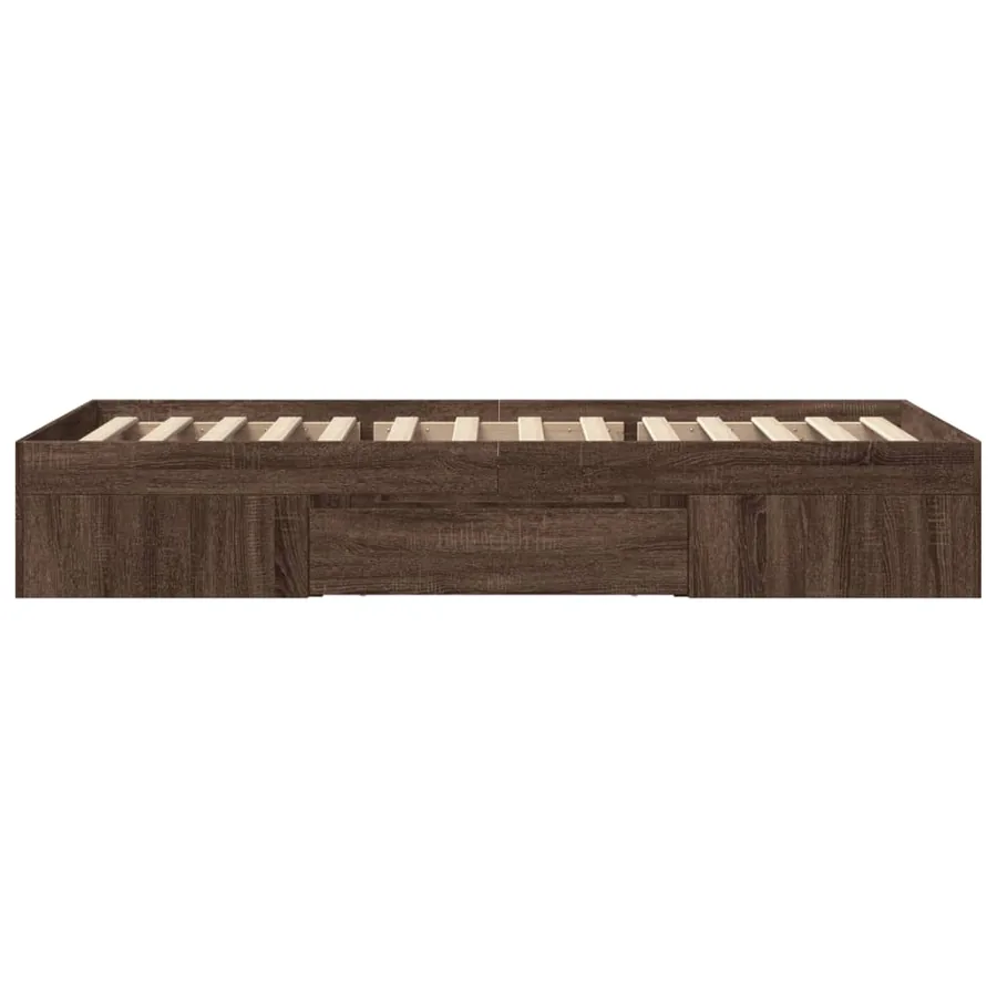 Cadre de lit sans matelas chêne marron 75x190cm bois ingénierie - 6