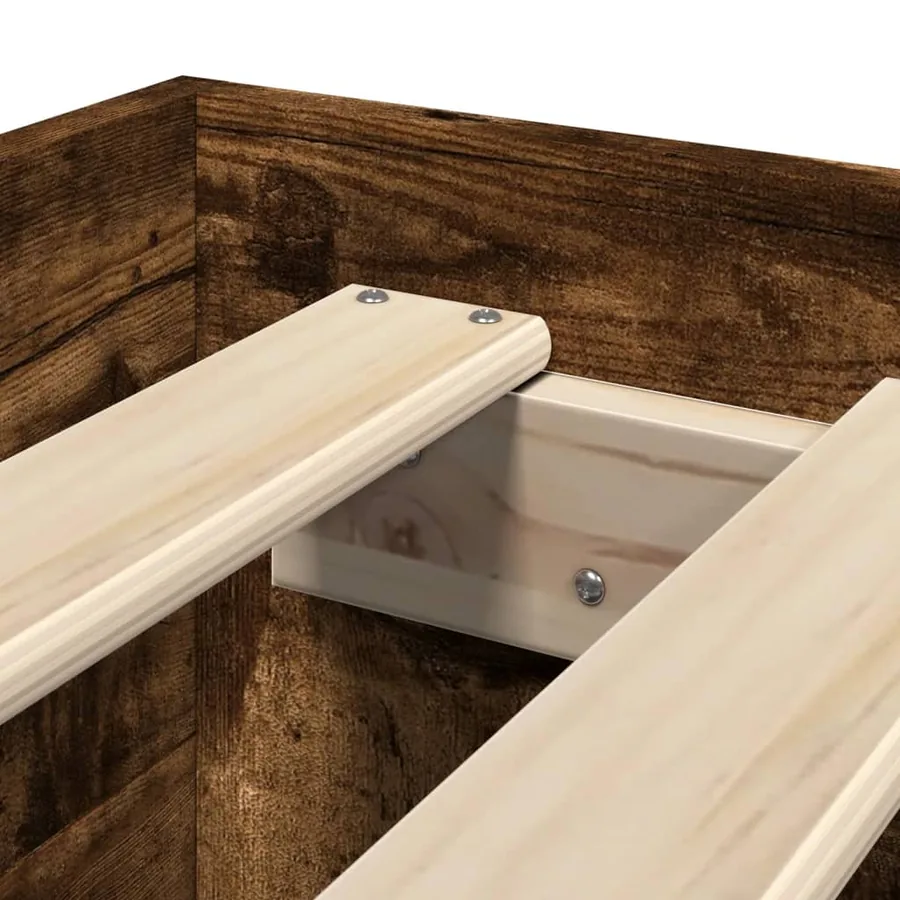 Cadre de lit sans matelas chêne fumé 75x190cm bois d'ingénierie - 9