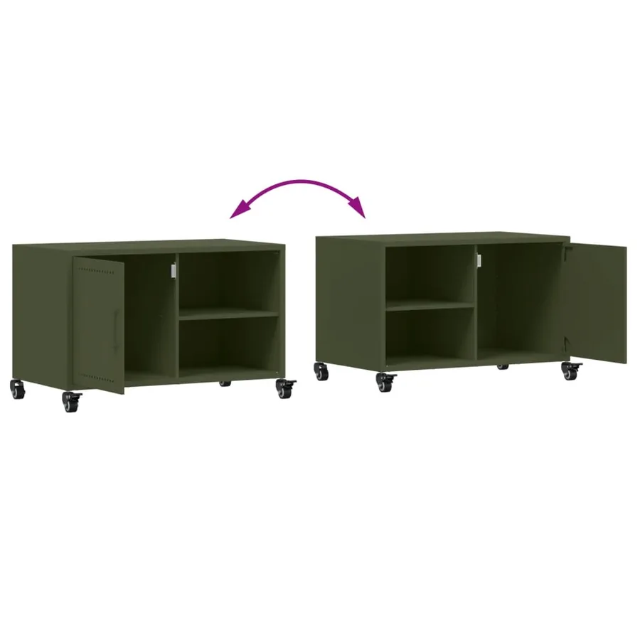 Meuble TV vert olive 68x39x43,5 cm acier - 10