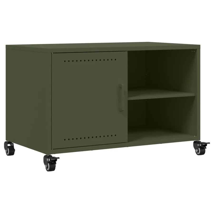 Meuble TV vert olive 68x39x43,5 cm acier - 2